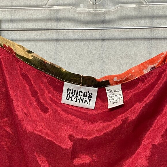 Chicos Design Sheer Lined Flamenco Ruffled Hi Low Asymmetrical Maxi Skirt Floral - Picture 13 of 13